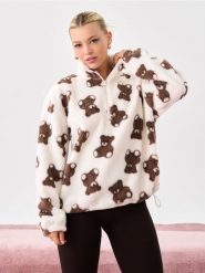 Bluza sherpa z motywem misiów - wielobarwny. Bluzy damskie Sinsay, l, bez wzorów, bez kaptura. Za 69.99 zł.