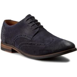 Półbuty CLARKS - Exton Brogue 261143127 Blue Suede. Niebieskie półbuty na co dzień męskie Clarks, z materiału. W wyprzedaży za 229.00 zł.