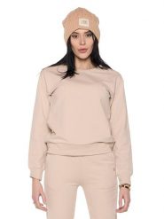 Bluza z bawełna z zamek błyskawiczny na co dzień. Czarne bluzy damskie LEONE 1947 APPAREL, bez wzorów, z bawełny, bez kaptura. Za 210.46 zł.