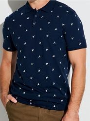 Bawełniana koszulka polo - granatowy. Niebieskie koszulki polo męskie Sinsay, l, bez wzorów, z bawełny, bez ramiączek. Za 29.99 zł.