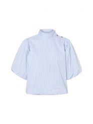 Neo Noir bluzka Kobiety niebieski, 36. Niebieskie bluzki damskie Neo Noir, bez wzorów, biznesowe, bez kołnierzyka, bez ramiączek. Za 349.95 zł.
