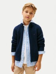 Tommy Hilfiger Kardigan KB0KB09913 Granatowy Regular Fit. Niebieskie swetry dla chłopców Tommy Hilfiger, bez wzorów, z syntetyku, bez kołnierzyka, bez kaptura. Za 329.99 zł.