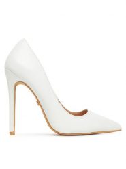 DeeZee Szpilki HT92831-41 Biały. Białe szpilki damskie DeeZee, bez wzorów, ze skóry, bez obcasa, bez zapięcia. Za 139.99 zł.