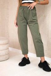 Spodnie z kieszeniami Summer Punto khaki. Brązowe spodnie materiałowe damskie KESI, l, bez wzorów, z bawełny. Za 188.21 zł.