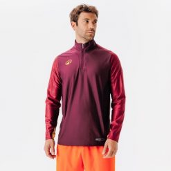 Bluza piłkarska Kipsta Viralto Wavy Club na krótki suwak. Czerwone bluzy męskie KIPSTA, na wiosnę, m, bez wzorów, z elastanu, bez kaptura. Za 129.99 zł.