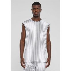 Tank top z dzianiny w paski Urban Classics. Białe t-shirty męskie Urban Classics, na lato, l, bez wzorów, z dzianiny, eleganckie, bez kołnierzyka. Za 116.50 zł.