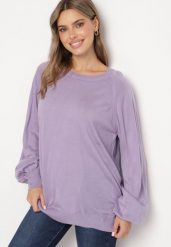 Fioletowy Sweter o Kroju Oversize z Szerokimi Ściągaczami Nittia. Fioletowe swetry damskie Born2be, m, bez wzorów, biznesowe, bez kołnierzyka, bez ramiączek, bez kaptura. Za 89.99 zł.