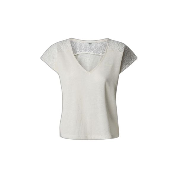 Koszulka damska Pepe Jeans Vernetta. Białe t-shirty damskie Pepe Jeans, xs, bez wzorów, z bawełny, bez kołnierzyka. Za 135.20 zł.