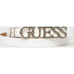 Guess Jeans - Pasek. Białe paski damskie Guess Jeans, bez wzorów, z jeansu. W wyprzedaży za 149.90 zł.