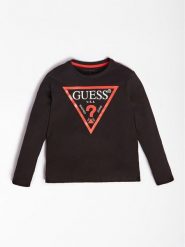 Guess Bluzka L84I29 K8HM0 Czarny Regular Fit. Czarne koszule dla chłopców Guess, z aplikacjami, z bawełny, bez ramiączek. Za 59.99 zł.
