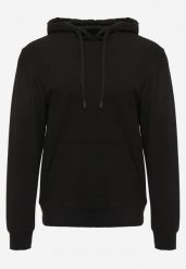 Czarna Bluza z Kapturem i Kieszenią Typu Kangur Aqialei. Czarne bluzy męskie Born2be, l, bez wzorów, z dresówki, z kapturem. Za 99.99 zł.