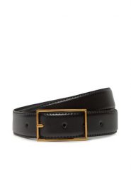 Calvin Klein Pasek Męski Classic Buckle Belt 30Mm LV04D7014G Czarny. Czarne paski damskie Calvin Klein, bez wzorów, ze skóry. Za 219.99 zł.