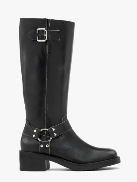 Czarne kozaki biker boots ze skóry licowej. Szare kozaki damskie Ryłko, ze skóry, bez obcasa, na obcasie. Za 699.99 zł.