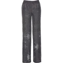 Spodnie WIDE z koronką bonprix szary. Szare spodnie materiałowe damskie bonprix, w koronkowe wzory, z koronki. Za 59.99 zł.