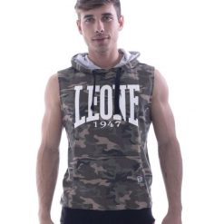 Męska bluza bez rękawów z kapturem Leone 1947 Apparel. Brązowe bluzy męskie LEONE 1947 APPAREL, l, bez wzorów, z tkaniny, z kapturem. Za 141.46 zł.