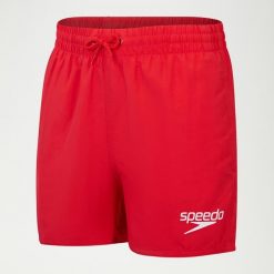 Spodenki szorty dla dzieci Speedo Essential. Czerwone szorty dla chłopców Speedo, bez wzorów, z materiału, klasyczne. Za 69.99 zł.