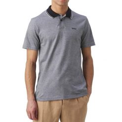 HUGO BOSS PEOXFORDNEW Czarny. Czarne koszulki polo męskie Hugo Boss, m, bez wzorów, z tkaniny, bez ramiączek. Za 326.99 zł.