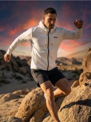 Rozpinana bluza z kapturem - biały. Białe bluzy męskie Sinsay, l, bez wzorów, z kapturem. Za 79.99 zł.