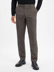 BOSS spodnie z zestawu modułowego z domieszką wełny i jedwabiu Mężczyźni Regular Fit Wełna brązowy, 102. Brązowe eleganckie spodnie męskie Boss, m, bez wzorów, z wełny. Za 699.95 zł.