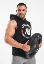 Marshall Bluza z kapturem bez rękawów - Czarny. Czarne bluzy sportowe męskie GORILLA WEAR, l, bez wzorów, z bawełny, z kapturem, na fitness i siłownię. Za 232.00 zł.