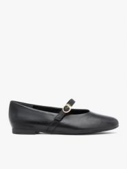 Czarne baleriny z paskiem. Czarne baleriny damskie Ryłko, bez wzorów, ze skóry, eleganckie, bez obcasa, na płaskiej podeszwie. Za 379.99 zł.