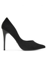 DeeZee Szpilki DZ0031 Czarny. Czarne szpilki damskie DeeZee, bez wzorów, z materiału, bez obcasa, bez zapięcia. Za 129.99 zł.