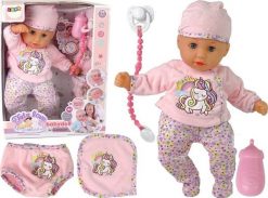 LeanToys Lalka Bobas Dźwięk Smoczek Śliniaczek Różowa Piżama Jednorożec. Czerwone śliniaki dla dzieci LEANToys, bez wzorów. Za 69.38 zł.