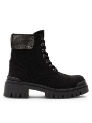 DeeZee Trzewiki PIA H25331-1 Czarny. Czarne botki damskie DeeZee, z materiału, bez obcasa, na płaskiej podeszwie, bez zapięcia. Za 125.99 zł.