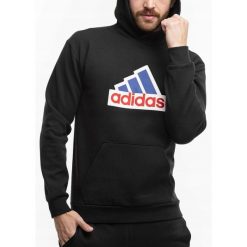 Adidas bluza męska sportowa z kapturem hoodie logo roz. XXL. Czarne bluzy męskie Adidas, m, bez wzorów, z bawełny, z kapturem. Za 263.00 zł.