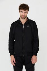 PHILIPP PLEIN Czarna bluza dresowa Jogging Zipped Jacket. Czarne bluzy męskie Philipp Plein, m, bez wzorów, z dresówki, bez kaptura. W wyprzedaży za 2,499.99 zł.