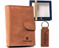 Zestaw prezentowy Peterson PTN SET-M-1542L-CH C j. brązowy. Brązowe portfele męskie Peterson, bez wzorów, z nubiku. Za 80.00 zł.
