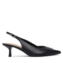 Sandały Guess. Czarne sandały damskie Guess, z aplikacjami, bez obcasa, na szpilce, bez zapięcia. Za 584.99 zł.