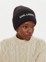 KARL LAGERFELD Czapka 246W3411 Czarny. Czarne rękawiczki damskie KARL LAGERFELD, na zimę, bez wzorów, z materiału. Za 359.99 zł.