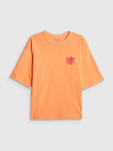 Боксі T-shirt з принтом жіночий - оранжевий. T-shirty damskie 4f, xl, bez wzorów, bez kołnierzyka. Za 799.90 zł.