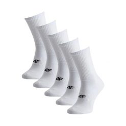 Skarpety męskie 4F 5-pak, bawełniane, bezszwowe, ponad kostkę. Białe skarpety męskie 4f, bez wzorów, z bawełny. Za 69.99 zł.