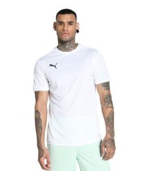 Koszulka męska Puma teamLIGA Jersey. Białe koszulki sportowe męskie Puma, m, bez wzorów, z jersey, bez kołnierzyka, bez ramiączek, do piłki nożnej. Za 86.99 zł.