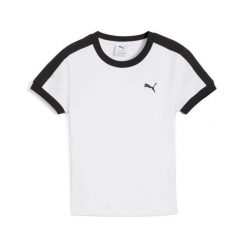 Koszulka sportowa damska Puma T7 SLIM. Białe koszulki sportowe damskie Puma, m, z aplikacjami, z materiału, bez kołnierzyka, bez ramiączek. Za 154.55 zł.