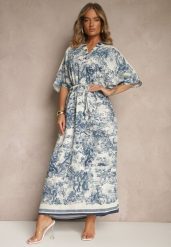 Niebieska Sukienka Oversize z Wiskozą i Abstrakcyjnym Motywem Lunisana. Niebieskie sukienki dla dziewczynek Renee, bez wzorów, z jeansu, eleganckie, bez ramiączek. Za 59.99 zł.