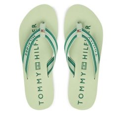Japonki Tommy Hilfiger. Zielone klapki damskie Tommy Hilfiger, bez wzorów, bez obcasa. Za 169.99 zł.