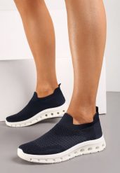 Granatowe Buty Sportowe ze Skarpetkową Cholewką do Kostki Eirona. Niebieskie obuwie sportowe damskie Born2be, bez wzorów. Za 54.99 zł.