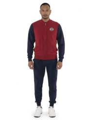 Bluza z bawełna z zamek błyskawiczny na co dzień. Czerwone bluzy męskie LEONE 1947 APPAREL, l, bez wzorów, z bawełny, bez kaptura. Za 492.57 zł.