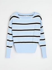 Sweter w paski z wiskozą - wielobarwny. Swetry damskie Sinsay, l, bez wzorów, z wiskozy, bez kołnierzyka, bez ramiączek, bez kaptura. Za 49.99 zł.