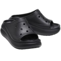 Klapki Crocs Crush Slide 208731-001 czarne. Czarne klapki damskie bez wzorów, z materiału, casualowe, bez obcasa. Za 345.55 zł.