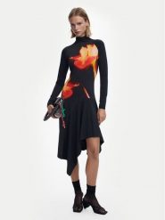 Desigual Sukienka codzienna Mila 25WWVK40 Czarny Slim Fit. Czarne sukienki damskie Desigual, na co dzień, l, bez wzorów, z bawełny, bez kołnierzyka, bez ramiączek, proste. Za 389.99 zł.