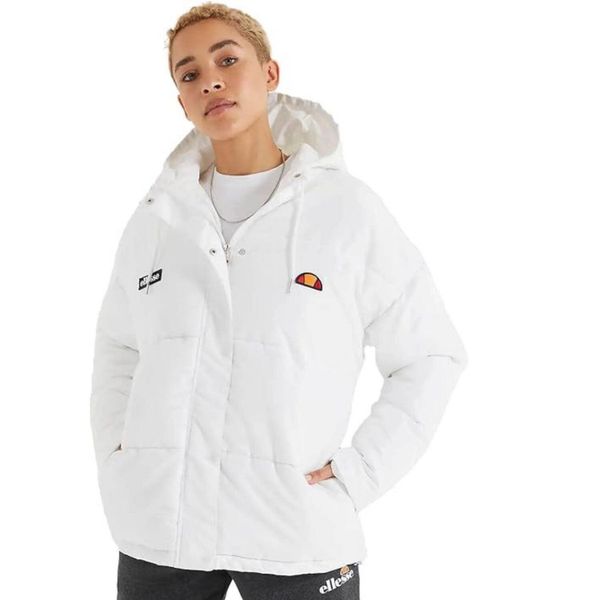 Kurtka turystyczna damska Ellesse Pejo. Białe kurtki damskie Ellesse, na zimę, s, z aplikacjami, z materiału, z kapturem. Za 249.49 zł.
