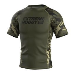 Koszulka Męska Rashguard MMA na Siłownię JUNGLE PANTHER. Zielone koszulki sportowe męskie EXTREME HOBBY, m, bez wzorów, z bawełny, bez kołnierzyka, bez ramiączek, do biegania. Za 199.00 zł.