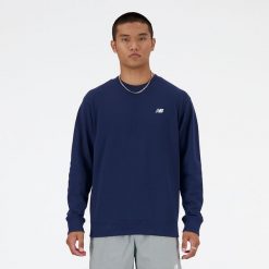 Bluza męska New Balance MT41507NNY – granatowa. Niebieskie bluzy męskie New Balance, m, z aplikacjami, z bawełny, bez kaptura. Za 279.99 zł.