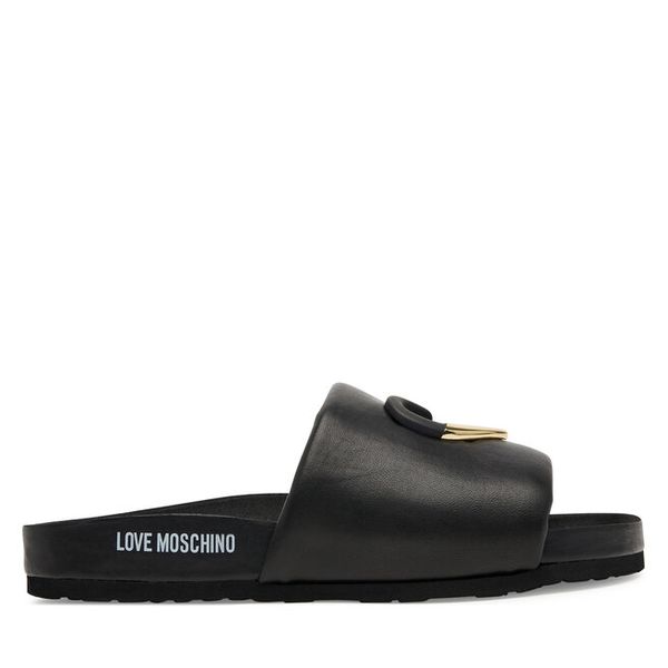 Klapki LOVE MOSCHINO. Czarne klapki damskie Love Moschino, bez wzorów, bez obcasa. Za 489.99 zł.
