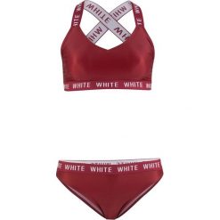 Bikini z biustonoszem bustier (2 części), zrównoważony produkt bonprix bordowy. Czerwone bikini damskie bonprix, z nadrukiem. Za 89.99 zł.