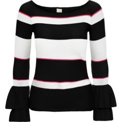 Sweter bonprix czarno-biało-czerwony w paski. Swetry damskie bonprix. Za 109.99 zł.